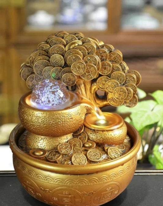 Unlock Abundance and Tranquility with the Gold Money Tree Water Fountain